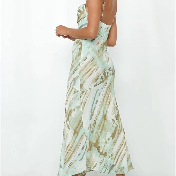Mint Green Tie Dye Midi Dress - Picture 2 of 6